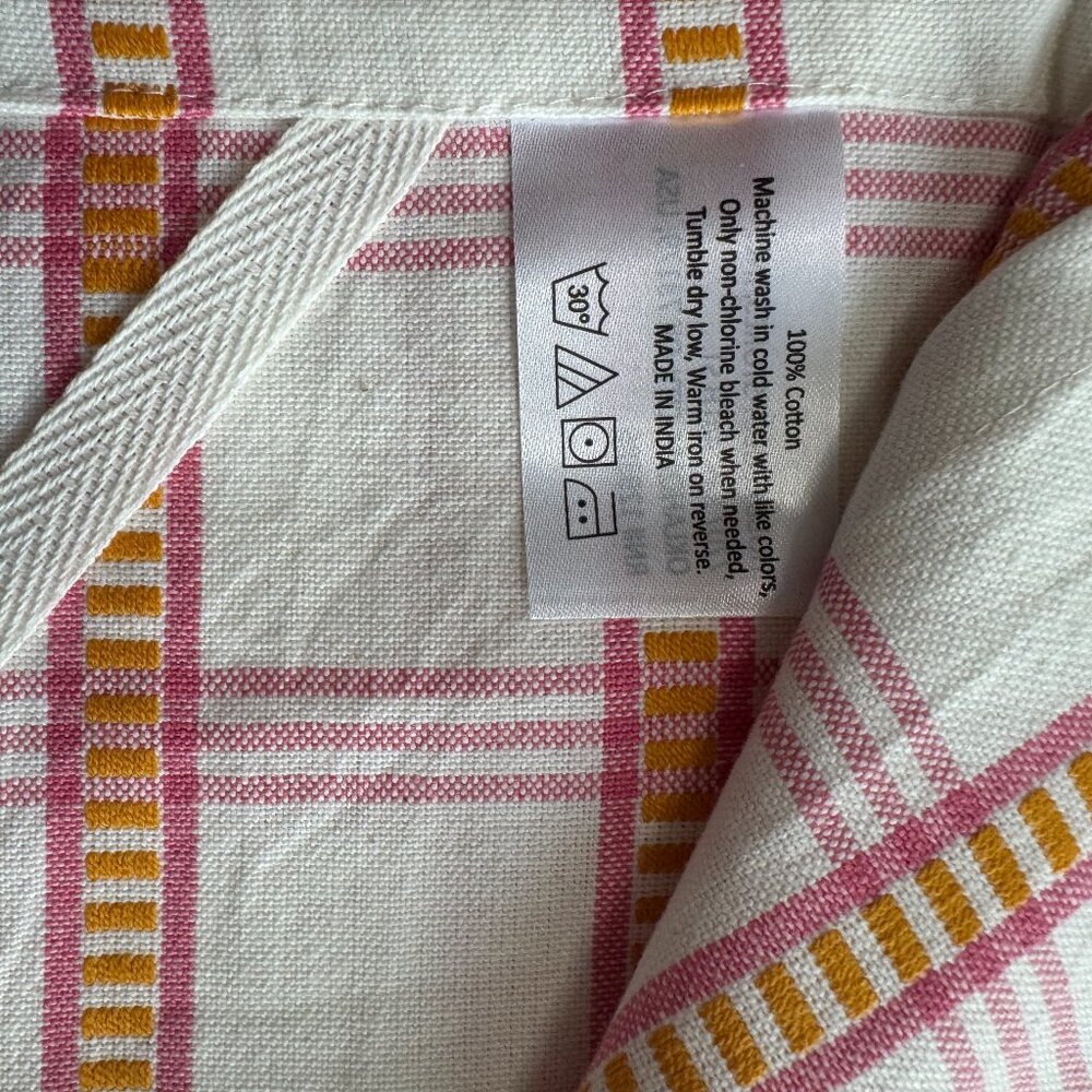 🌸 Floral + Plaid Cotton Tea Towel Set | Retro Orange & Pink Kitchen Towels - Picture 3 of 3